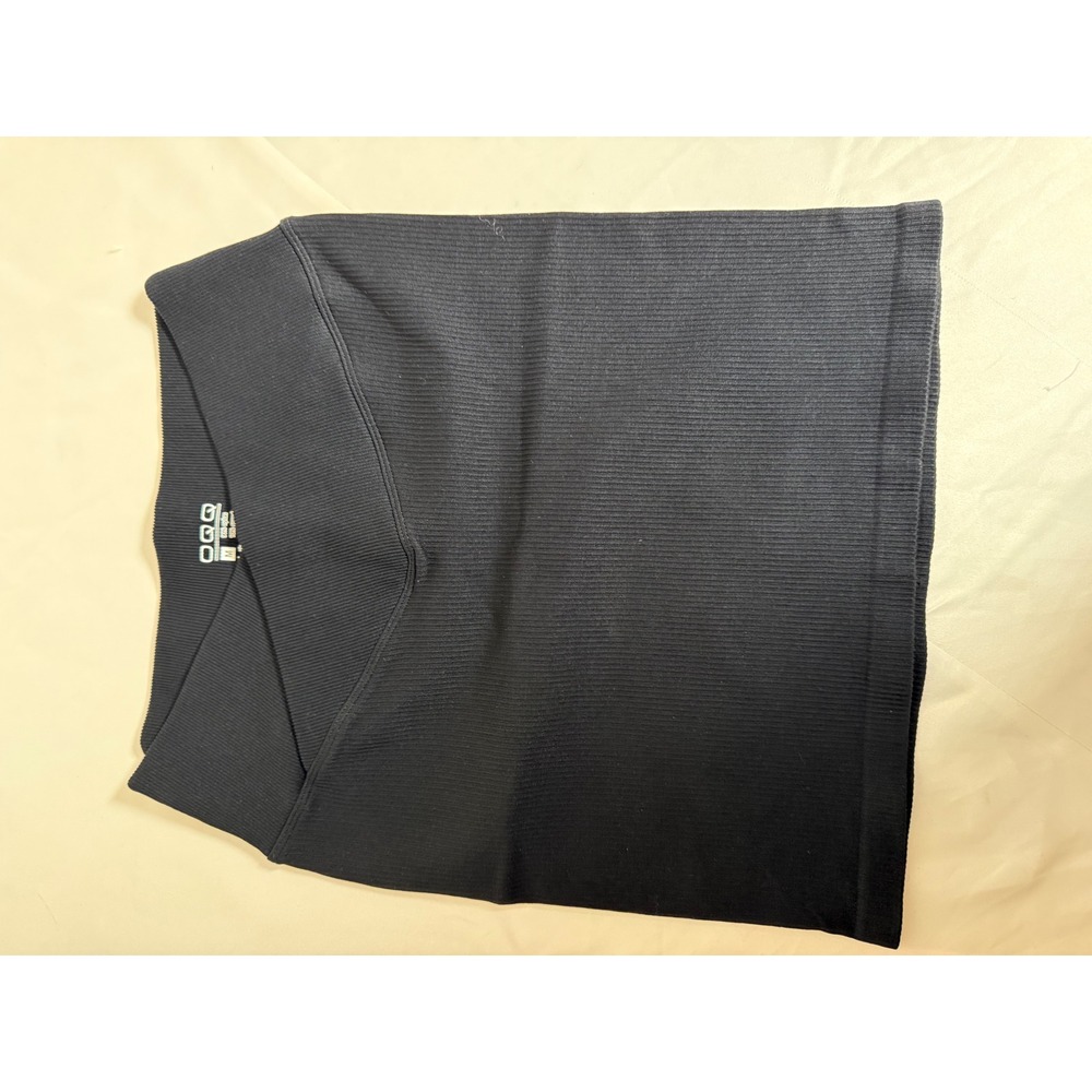 OQQ Women Black Ribbed Mini Skirt High Waisted Bodycon Athletic Casual Size M